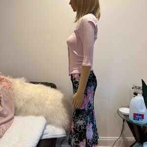 Floral Pink and Black Skirt